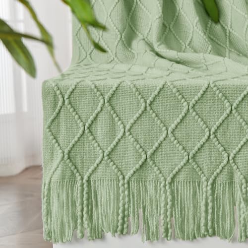 inhand Throw Blanket for Couch Bed,Chunky Chenille Woven Soft Blankets with Tassels, Cozy Boho Farmhouse Fall Winter Decor,Warm for Women,60"x80",Extra Thick-Off White