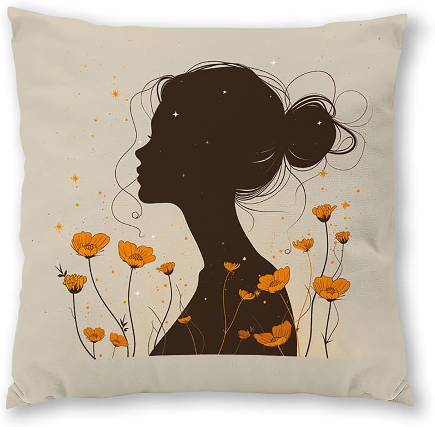 Woman Pillow Covers 30x30 inch, Cream Color Throw Pillow Covers, Set of 4 Outdoor Decorative Soft Velvet, Double-Sided Designs for Home Decor Living Room Decor (Pillow Inserts Not Included) 4-2697