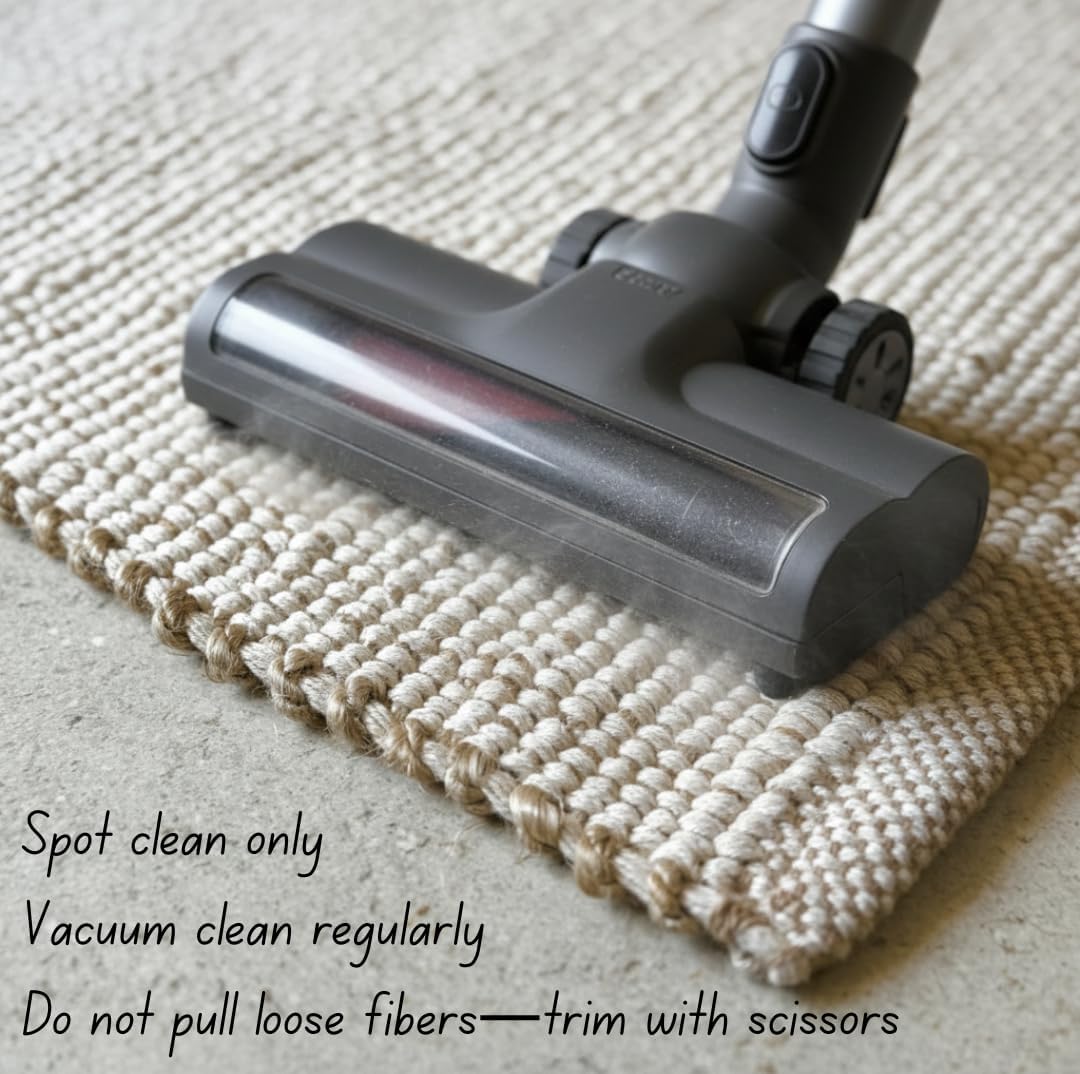 S & L Homes Jute Cotton Hand Woven Natural Farmhouse Area Rug for Living Room - Rustic Vintage Bohemian Décor - (6' x 9' Natural)