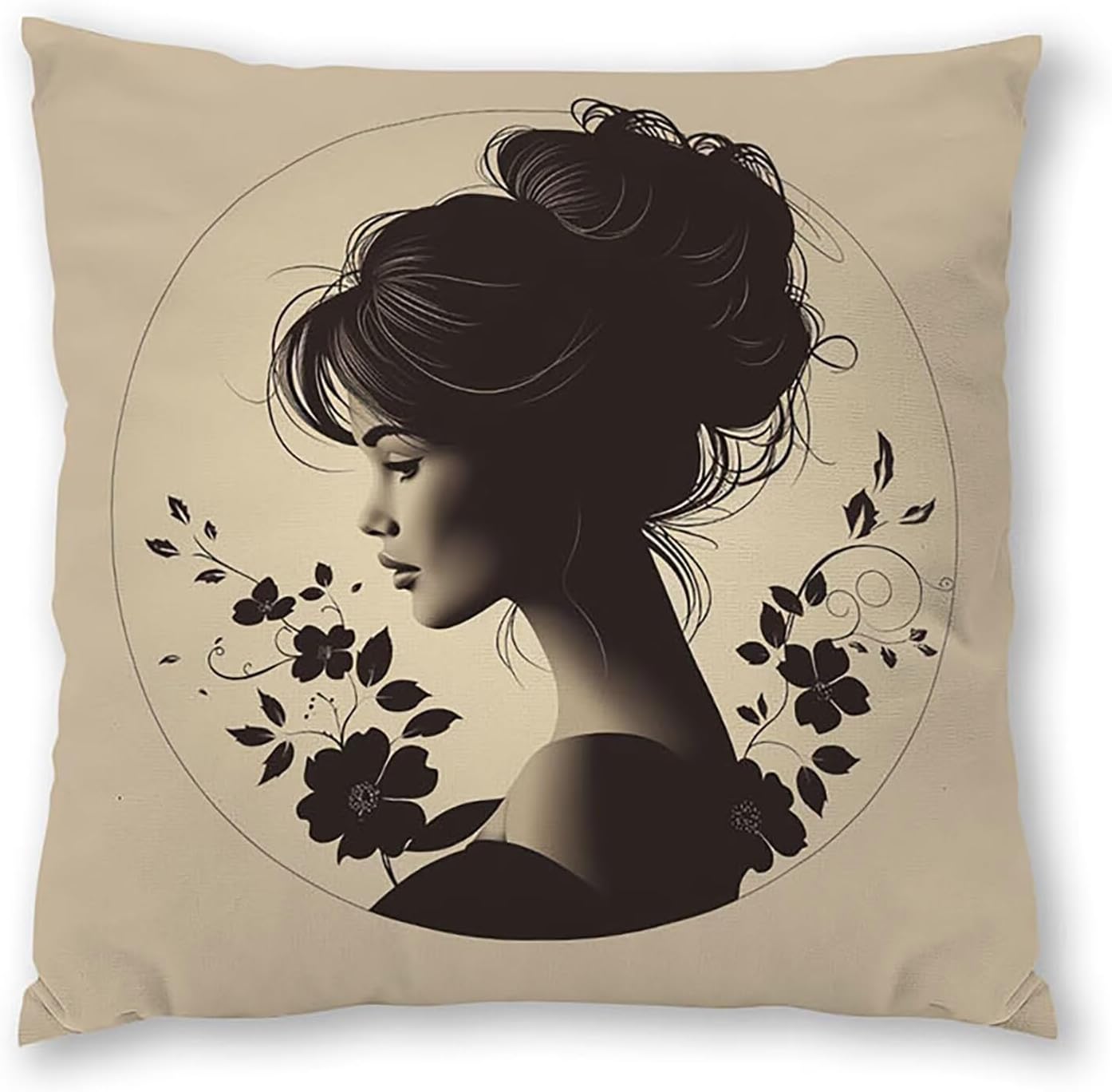 Woman Pillow Covers 30x30 inch, Cream Color Throw Pillow Covers, Set of 4 Outdoor Decorative Soft Velvet, Double-Sided Designs for Home Decor Living Room Decor (Pillow Inserts Not Included) 4-2697