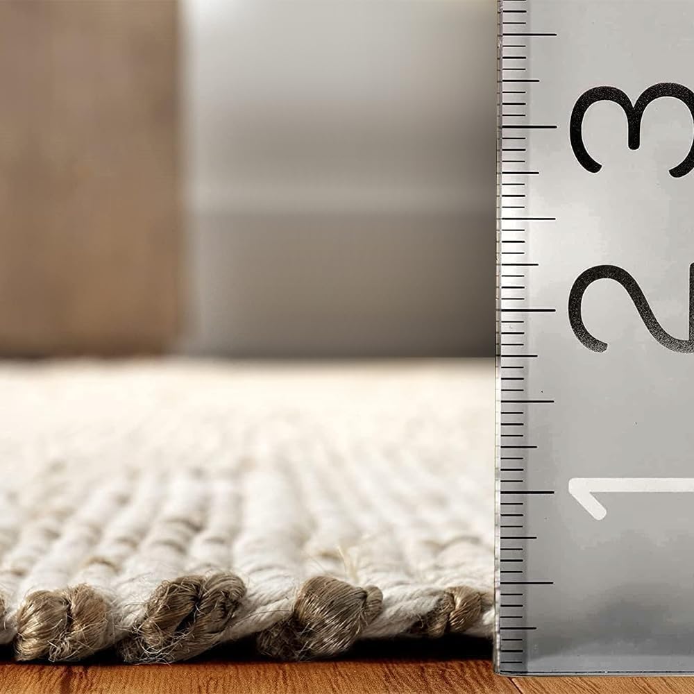 GRUHUM Jute Cotton Area Rug 8'x10' ft Large Hand Woven Natural Farmhouse Rug for Living Room, Bedroom Kitchen - Rustic Vintage Bohemian Eco-Friendly Carpet Home Décor 8x10 ft Natural Boho Rug