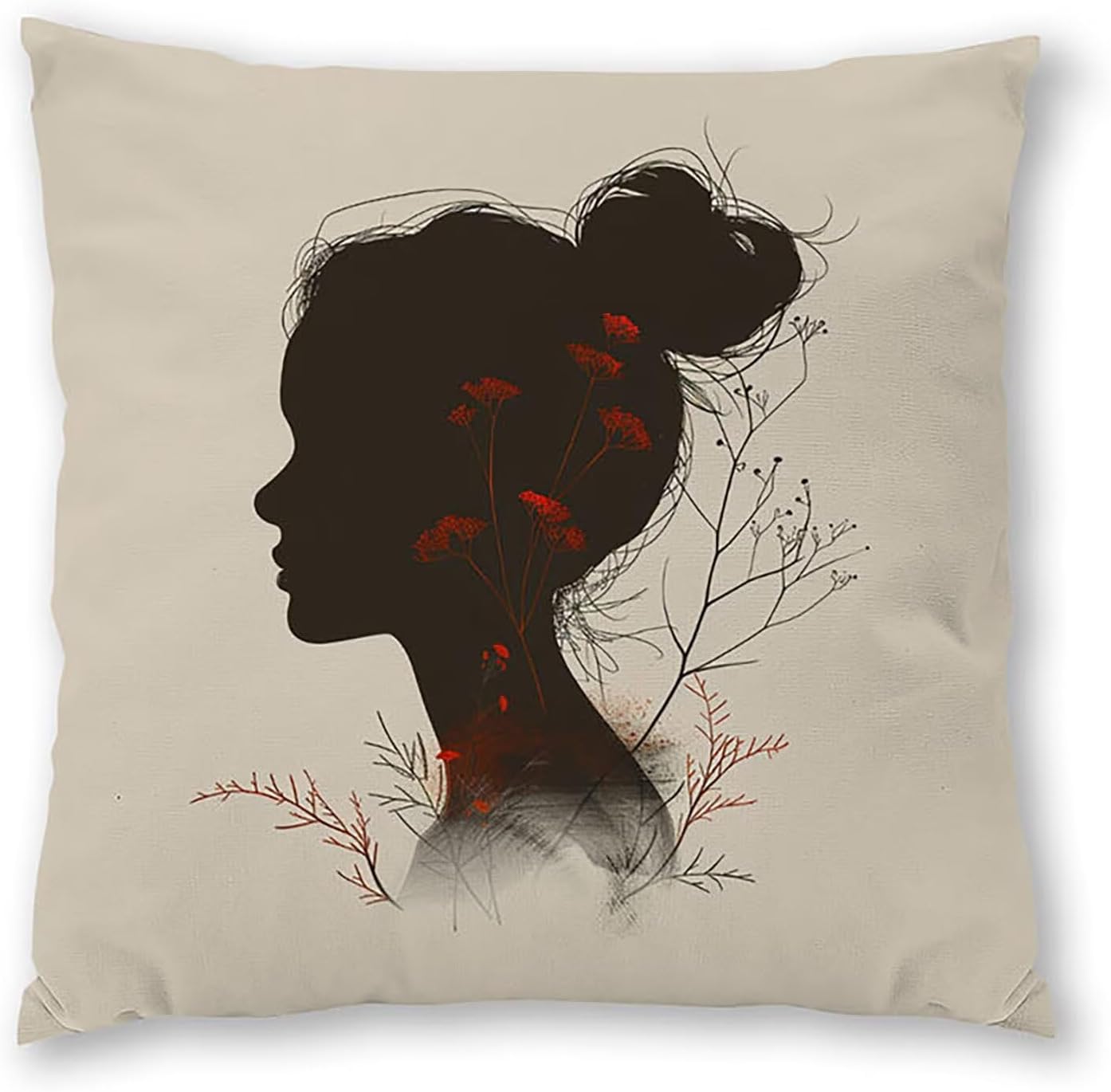 Woman Pillow Covers 30x30 inch, Cream Color Throw Pillow Covers, Set of 4 Outdoor Decorative Soft Velvet, Double-Sided Designs for Home Decor Living Room Decor (Pillow Inserts Not Included) 4-2697