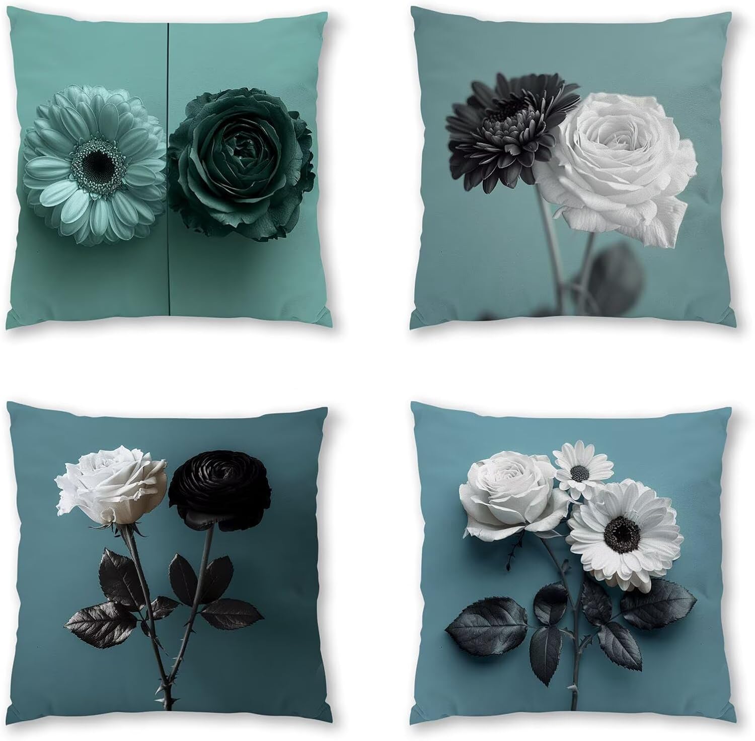 Simple Pillow Covers 30x30 inch, Grey Throw Pillow Covers, Set of 4 Outdoor Decorative Soft Velvet, Double-Sided Designs for Home Decor Living Room Decor, Gifts (Pillow Inserts Not Included) 5-1430