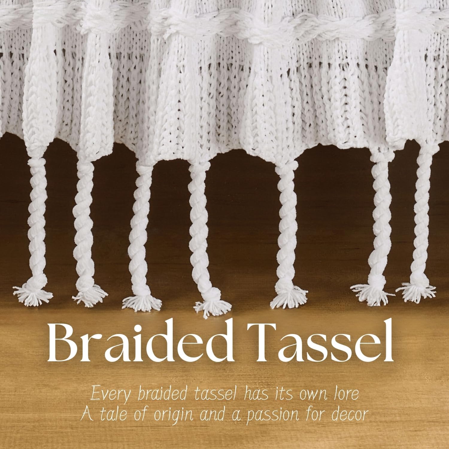 Boho Knitted Chenille Blanket with Tassels - Lightweight & Soft All-Season Throw - 3D Classic Pattern for Living Room Bedroom Couch, Cloud White, King 90"x108"