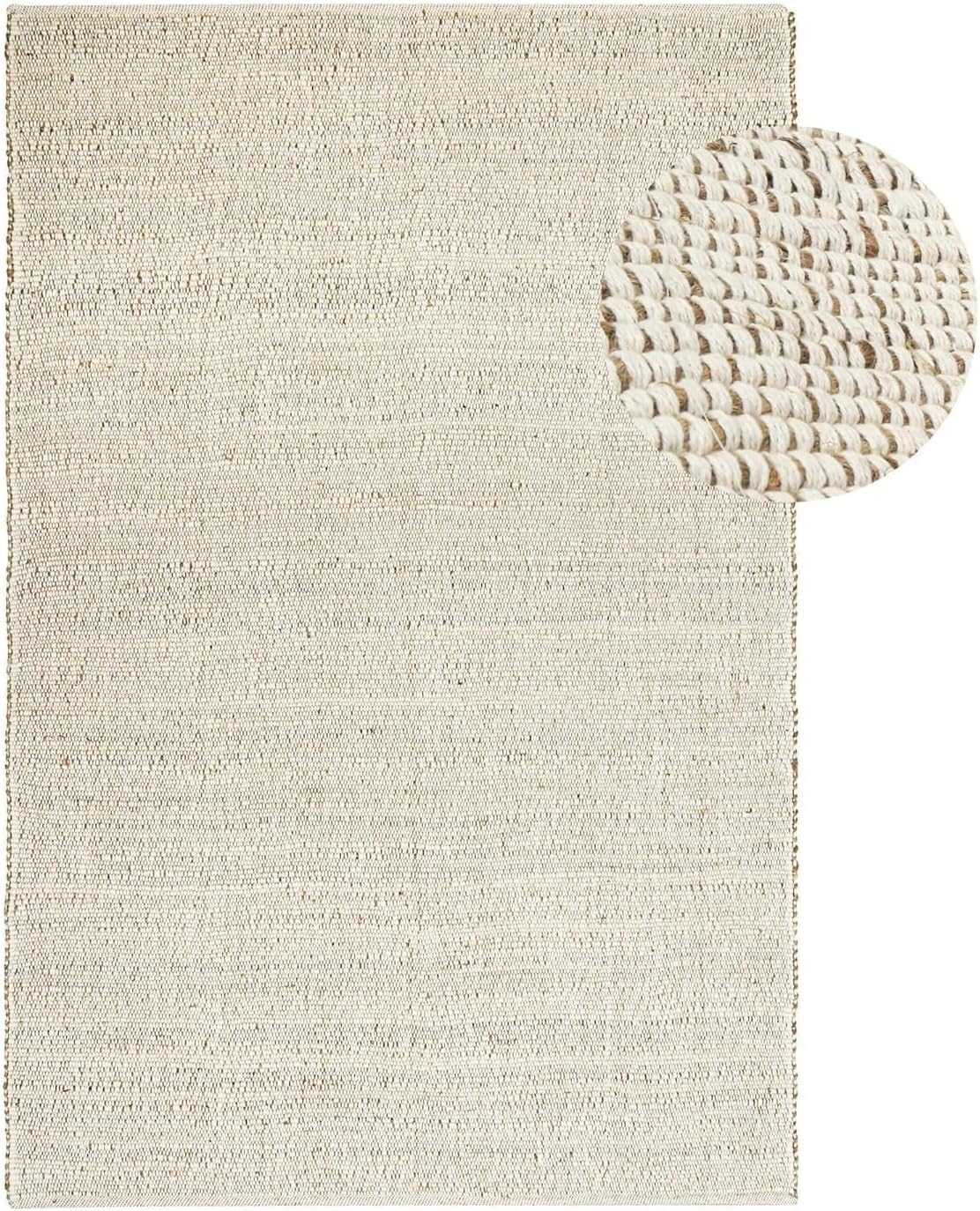 GRUHUM Jute Cotton Area Rug 8'x10' ft Large Hand Woven Natural Farmhouse Rug for Living Room, Bedroom Kitchen - Rustic Vintage Bohemian Eco-Friendly Carpet Home Décor 8x10 ft Natural Boho Rug