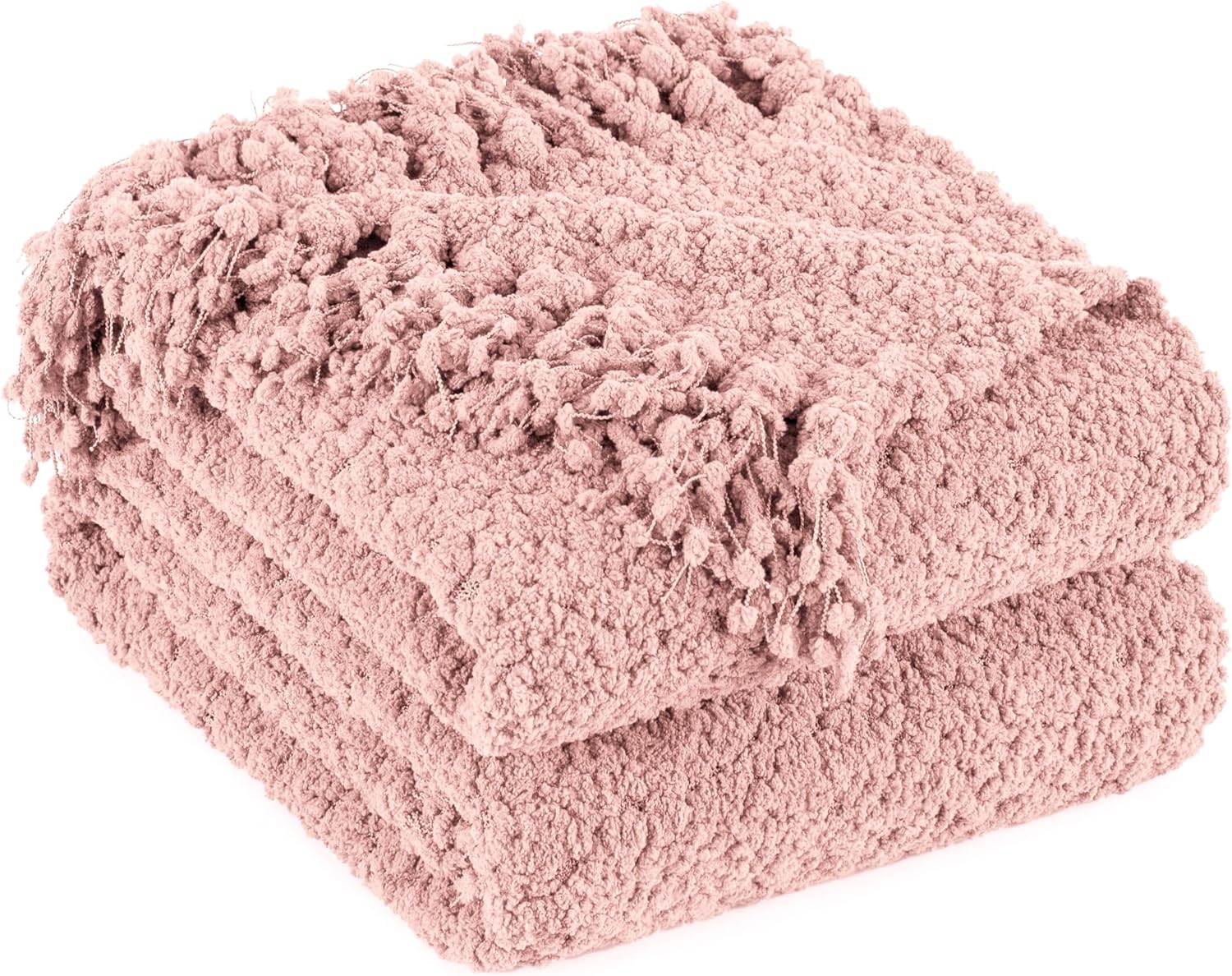 Throw Blanket for Couch, Taupe Tan Luxury Knitted Throws 60"x80", Textured Blankets with Handmade Fringe Tassels for Bed Sofa Decorative, Chunky Soft Farmhouse Boho Home Decor