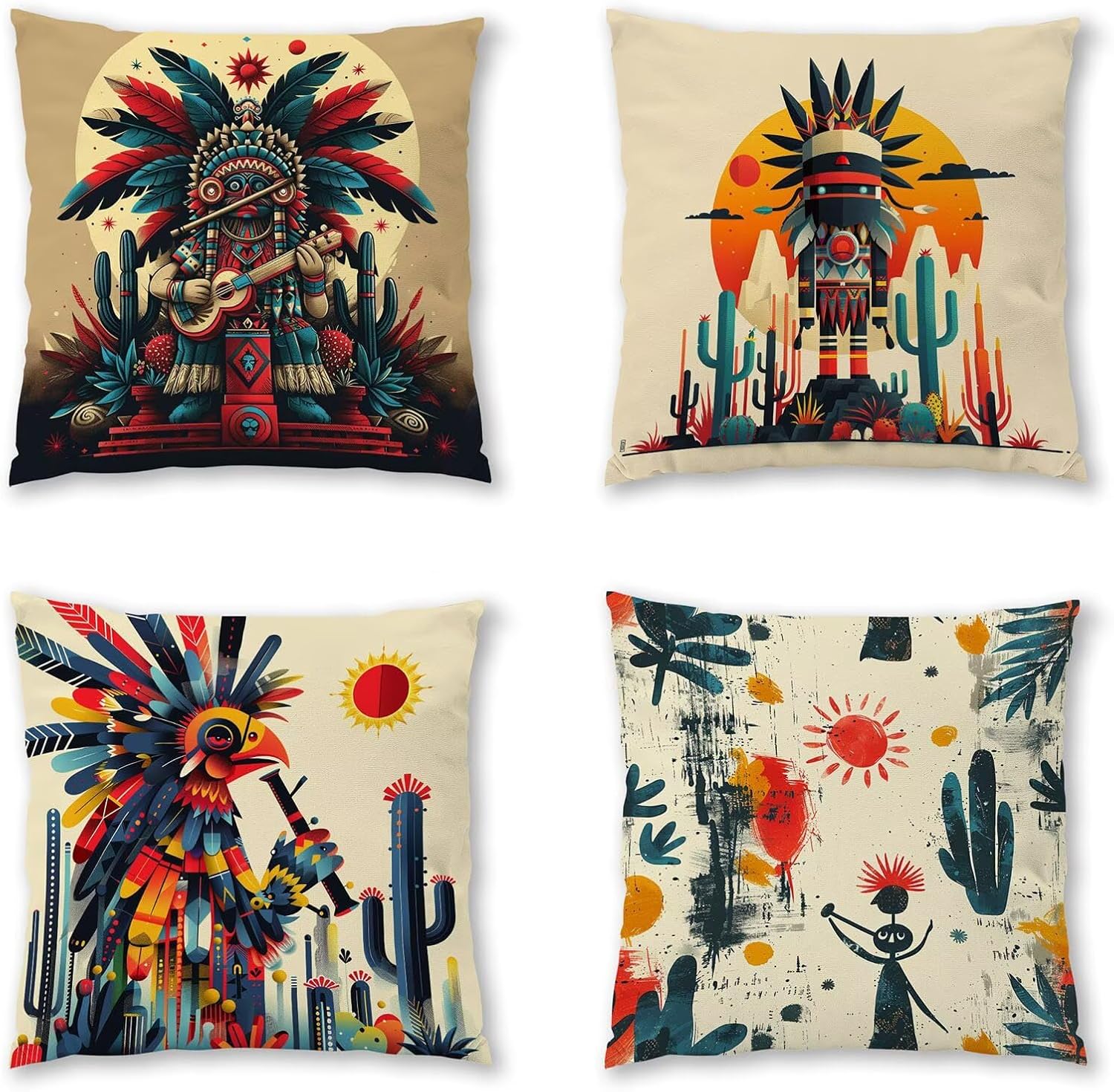 Abstract Pillow Covers 30x30 inch, Cream Color Throw Pillow Covers, Set of 4 Outdoor Decorative Soft Velvet, Double-Sided Designs for Home Decor Living Room Decor (Pillow Inserts Not Included) 8-3682