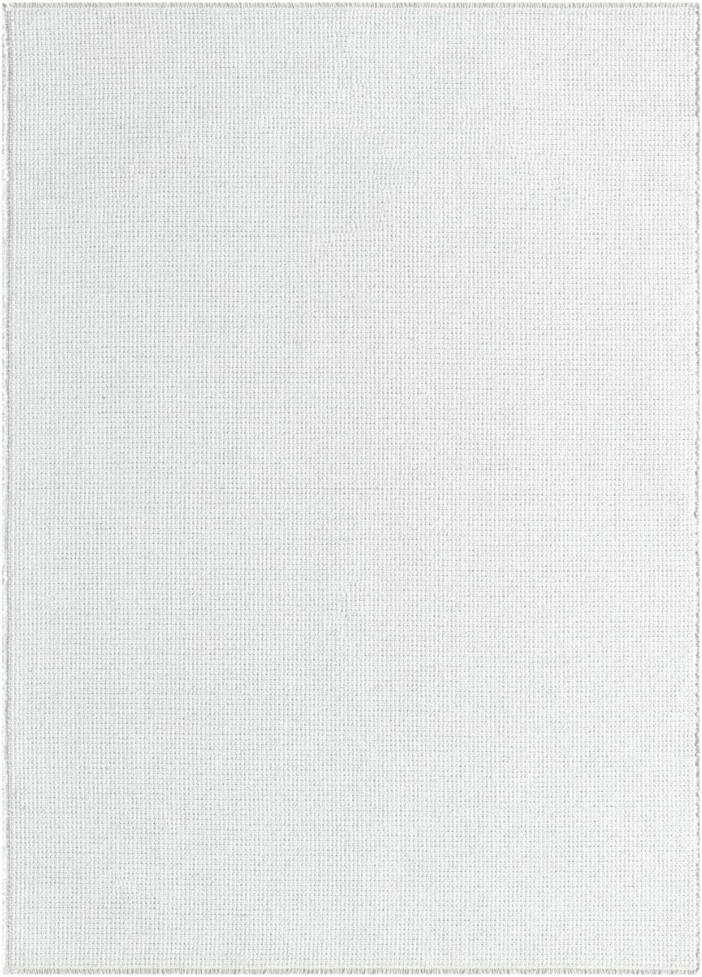 LUXE WEAVERS Machine Woven White 5x7 Area Rug, Indoor Stain-Resistant Fringed Carpet