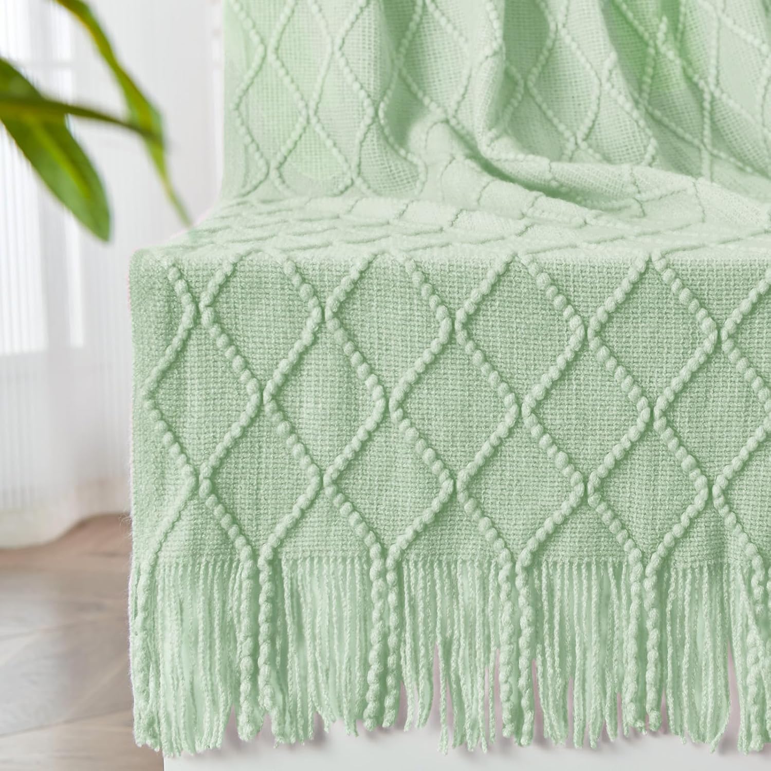 inhand Throw Blanket for Couch Bed,Chunky Chenille Woven Soft Blankets with Tassels, Cozy Boho Farmhouse Fall Winter Decor,Warm for Women,60"x80",Extra Thick-Off White