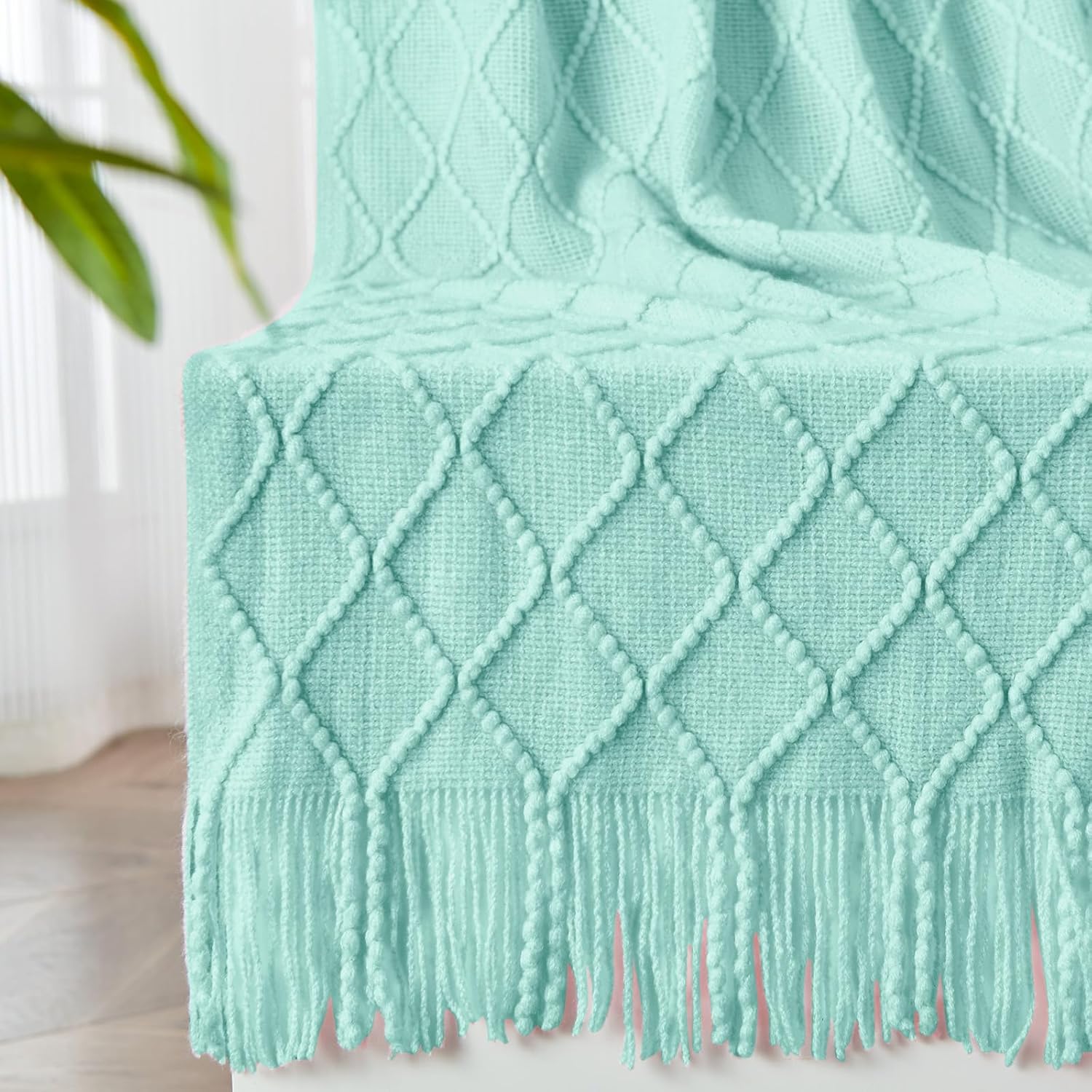 inhand Throw Blanket for Couch Bed,Chunky Chenille Woven Soft Blankets with Tassels, Cozy Boho Farmhouse Fall Winter Decor,Warm for Women,60"x80",Extra Thick-Off White