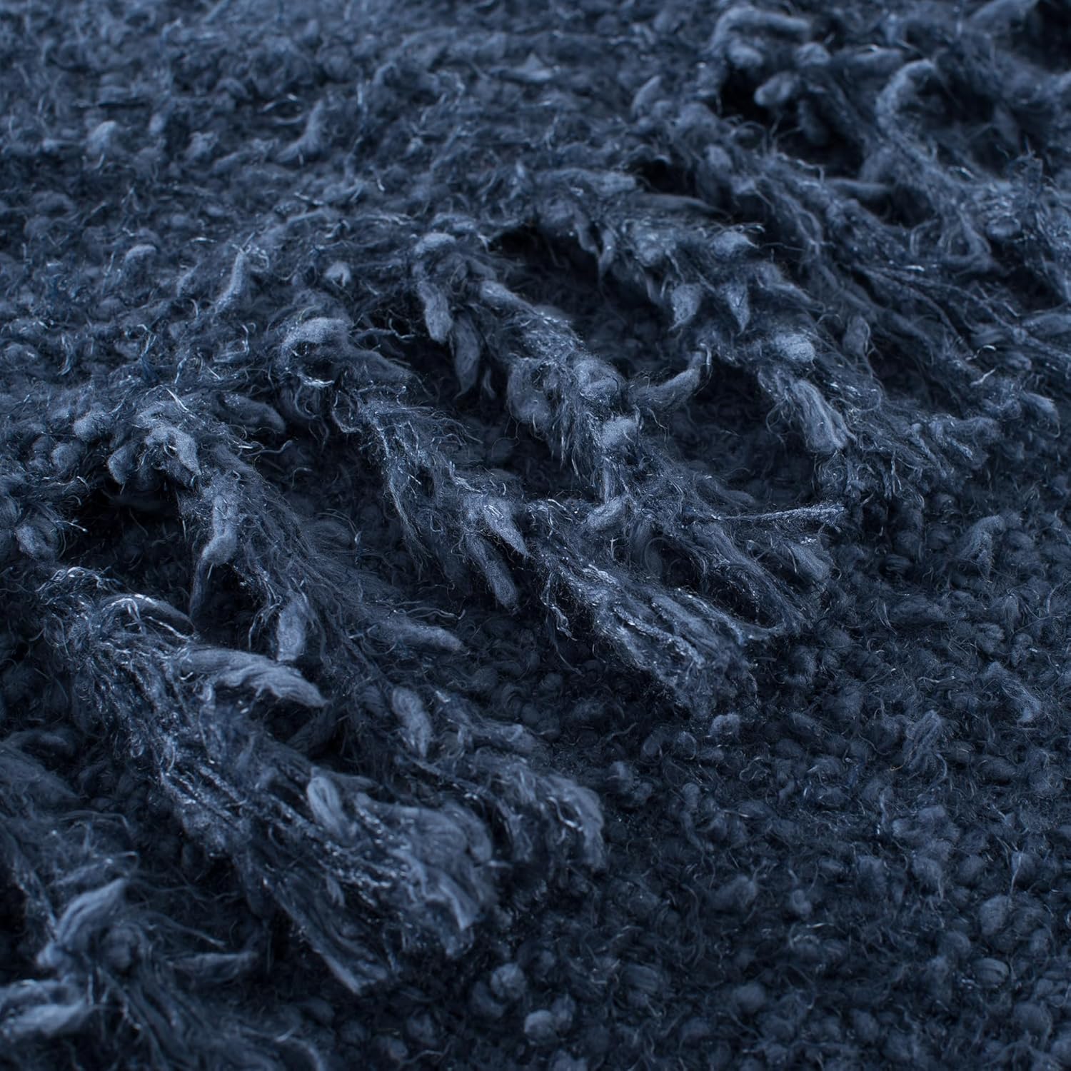 Winter Knit Throw Blanket Fluffy Fuzzy Soft Lightweight Cozy Farmhouse Tassels Chunky Knitted Throws for Couch Sofa Bed (Navy Blue, 60"x80")