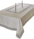 Treasure Macrame Lace - Linen Look - Tablecloth White 72" by 162" Oblong/Rectangle