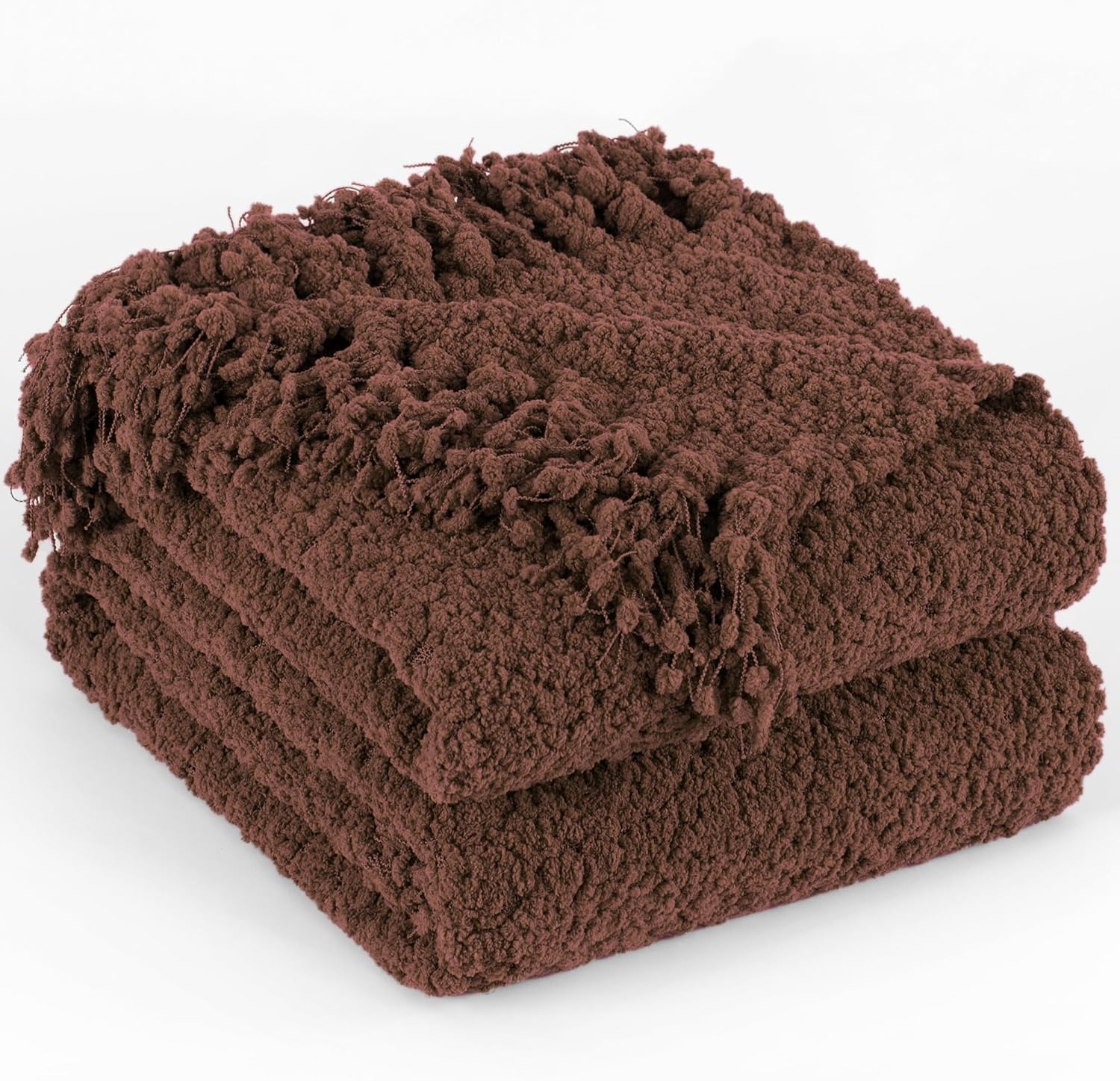 Throw Blanket for Couch, Taupe Tan Luxury Knitted Throws 60"x80", Textured Blankets with Handmade Fringe Tassels for Bed Sofa Decorative, Chunky Soft Farmhouse Boho Home Decor