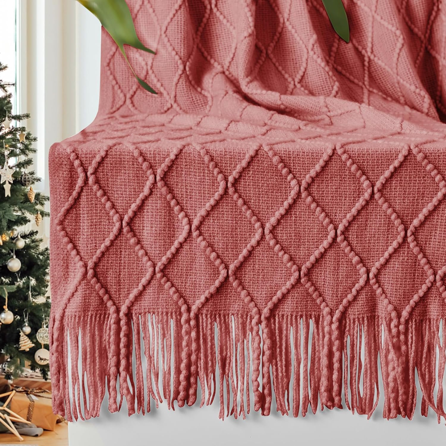 inhand Throw Blanket for Couch Bed,Chunky Chenille Woven Soft Blankets with Tassels, Cozy Boho Farmhouse Fall Winter Decor,Warm for Women,60"x80",Extra Thick-Off White