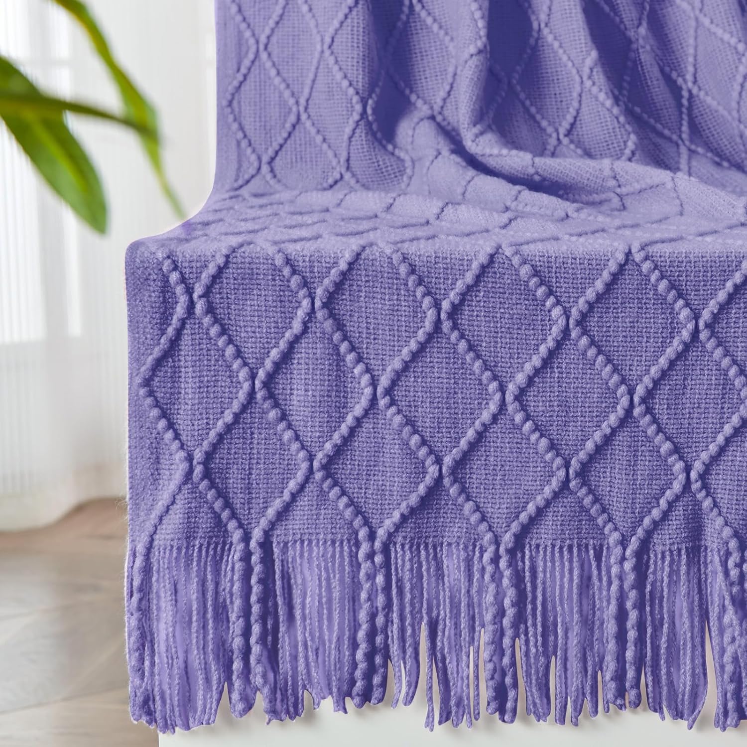 inhand Throw Blanket for Couch Bed,Chunky Chenille Woven Soft Blankets with Tassels, Cozy Boho Farmhouse Fall Winter Decor,Warm for Women,60"x80",Extra Thick-Off White