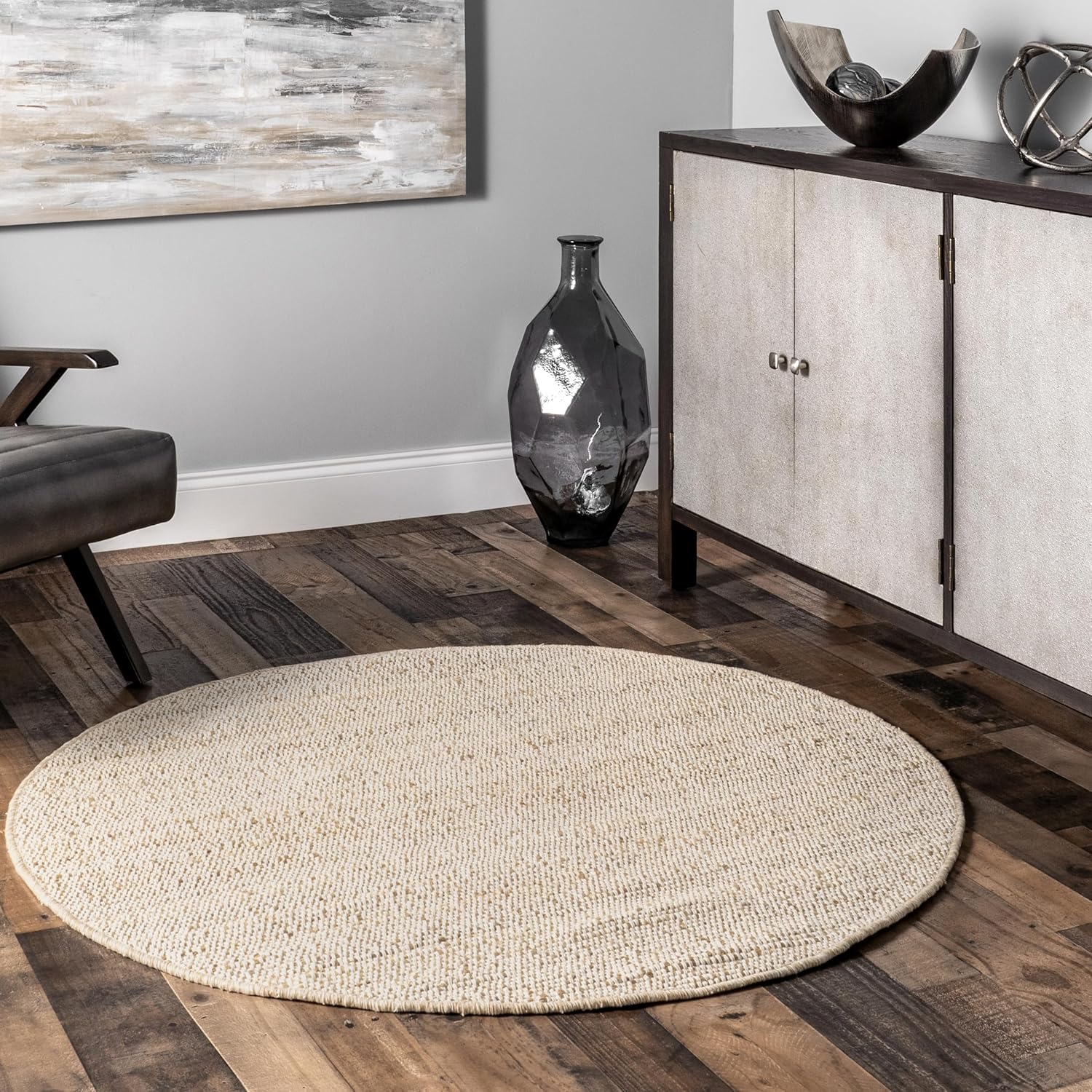 nuLOOM 6x9 Elfriede Jute & Cotton Hand Woven Area Rug, Natural, Solid Rustic Farmhouse Style, Weaved Design, Natural Fiber, For Bedroom, Living Room, Dining Room, Hallway, Office, Entryway