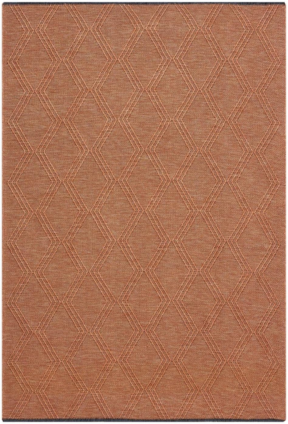 LUXE WEAVERS Modern Farmhouse Orange 8x10 Washable Area Rug, Anti-Slip Diamond Pattern Carpet