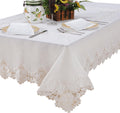 Violet Linen Imperial Embroidered Vintage Lace Design 70" X 180" Oblong/Rectangle Tablecloth in White