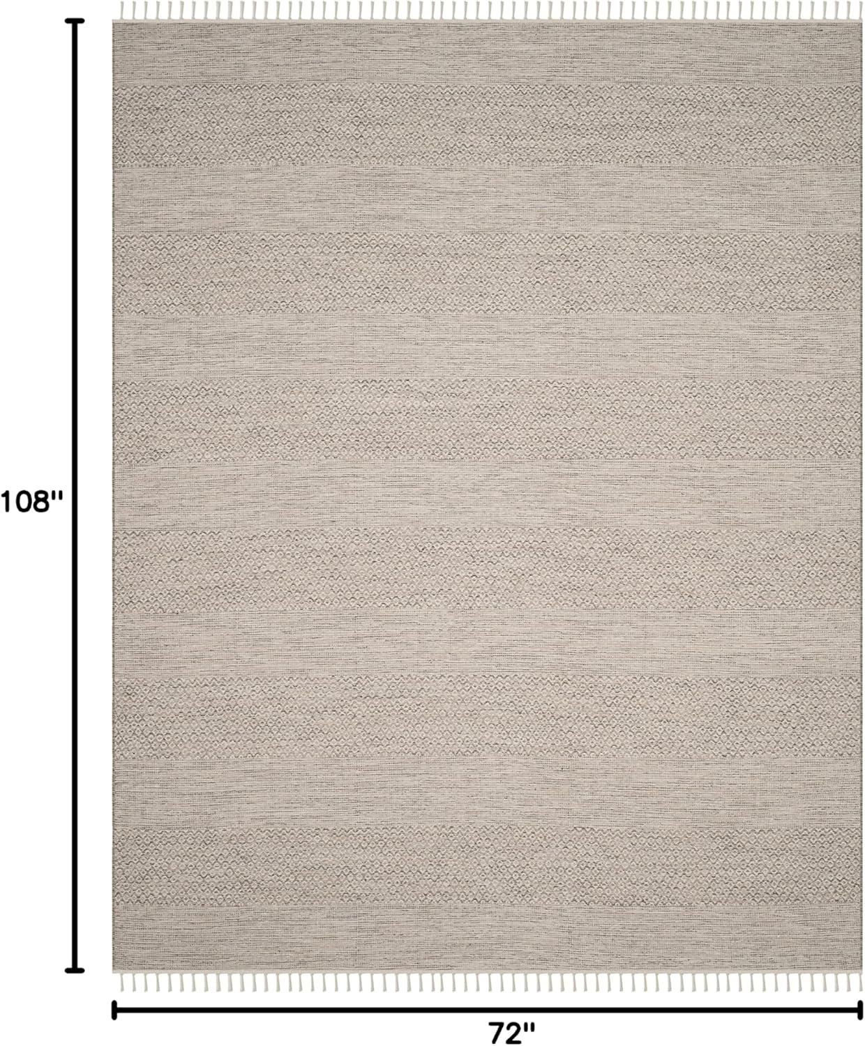 SAFAVIEH Montauk Collection Area Rug - 6' x 9', Ivory & Steel Grey, Handmade Flat Weave Boho Farmhouse Cotton Tassel Fringe, Ideal for High Traffic Areas in Living Room, Bedroom (MTK330M)