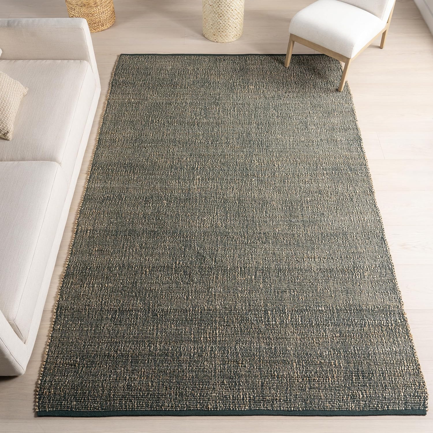 nuLOOM 6x9 Elfriede Jute & Cotton Hand Woven Area Rug, Natural, Solid Rustic Farmhouse Style, Weaved Design, Natural Fiber, For Bedroom, Living Room, Dining Room, Hallway, Office, Entryway
