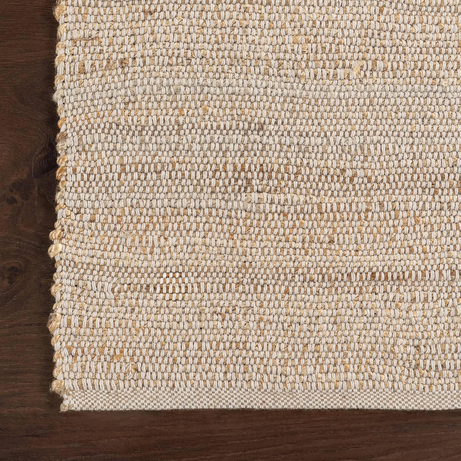 nuLOOM 6x9 Elfriede Jute & Cotton Hand Woven Area Rug, Natural, Solid Rustic Farmhouse Style, Weaved Design, Natural Fiber, For Bedroom, Living Room, Dining Room, Hallway, Office, Entryway